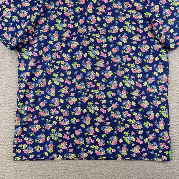 RLX Ralph Lauren Polo Shirt Mens Medium Blue Floral Golf Stretch Performance - Picture 4 of 12